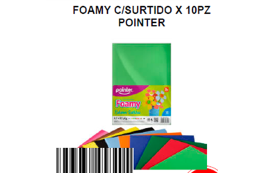 FOAMY CARTA SURTIDO X 10Pzs POINTER