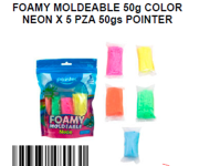 FOAMY MOLDEABLE 50g COLOR NEON PAQ 5UND POINTER