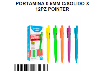 PORTAMINA C/SOLIDO DE 0.5mm CJA 12UND POINTER