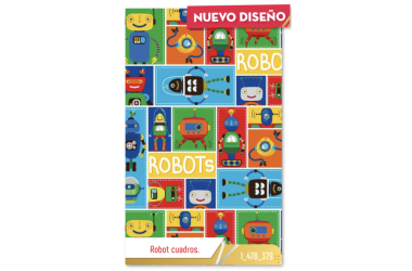 PAPEL REGALO ROBOT CUADROS  RESMA 100 PLIEGO